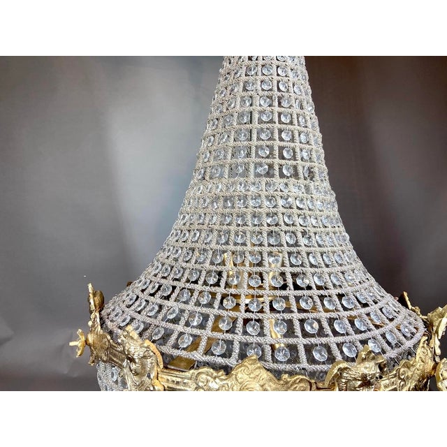 1970s 1970s French Louis XVI Gold Bronze Crystal Chandeliers-Pair For Sale - Image 5 of 11