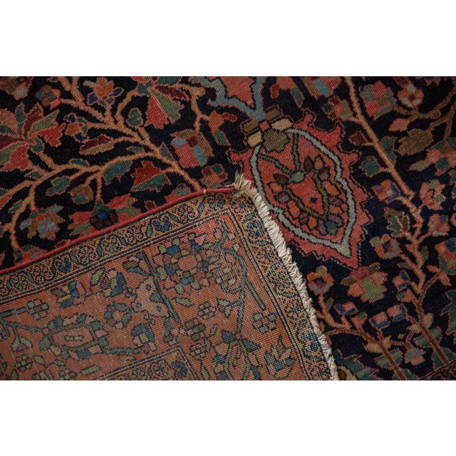 Shabby Chic 1920s Antique Persian Farahan Sarouk Roundel Medallion Wool Rug For Sale - Image 3 of 14