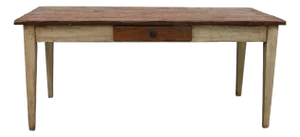 Antique One Drawer Rustic Painted French Style Farm Table