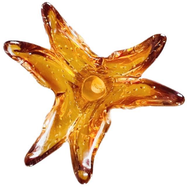 Vintage Amber Bullicante Murano Glass Vase attributed to Archimede Seguso, 1970s For Sale - Image 6 of 9