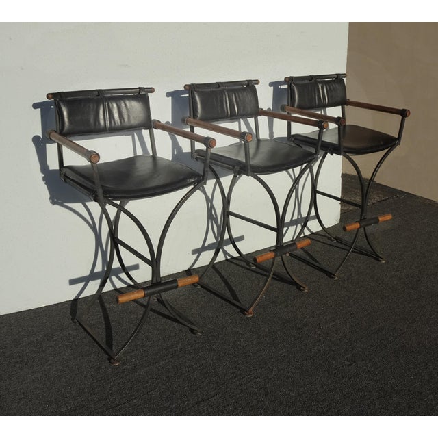 Gorgeous Barstools in Good Vintage Condition. Solid and Firm. Reproduction Cleo Baldon Barstools. There is a small tear to...