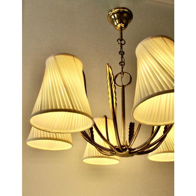 Vintage Pendant Light in Brass with Silk Shades by Josef Frank, 1955 For Sale - Image 12 of 17