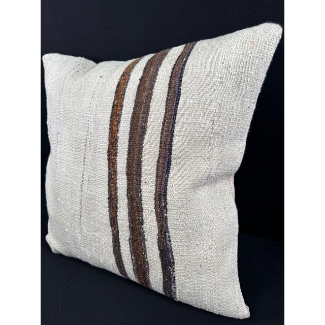 Contemporary Turkish Hemp Pillow Cushion Natural Beige Brown Pillow Cushion Cover 24x24 For Sale - Image 3 of 4