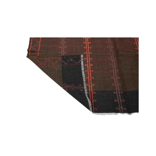 Brown & Orange Vintage Embroidered Kilim Rug - 6`2″ X 8`0″ Ft. For Sale In Los Angeles - Image 6 of 6