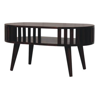 Walnut-Finish Mango Wood Japanese-Inspired Coffee Table For Sale
