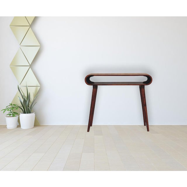 Chestnut-Finish Mango Wood Scandinavian Console Table For Sale - Image 4 of 7