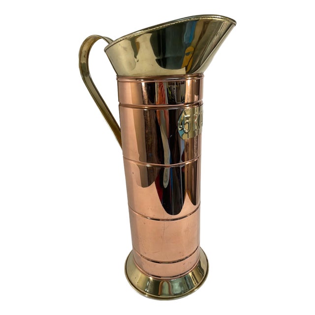 Vintage Mid Century 5 Kan Copper Coal Scuttle Umbrella Stand For Sale