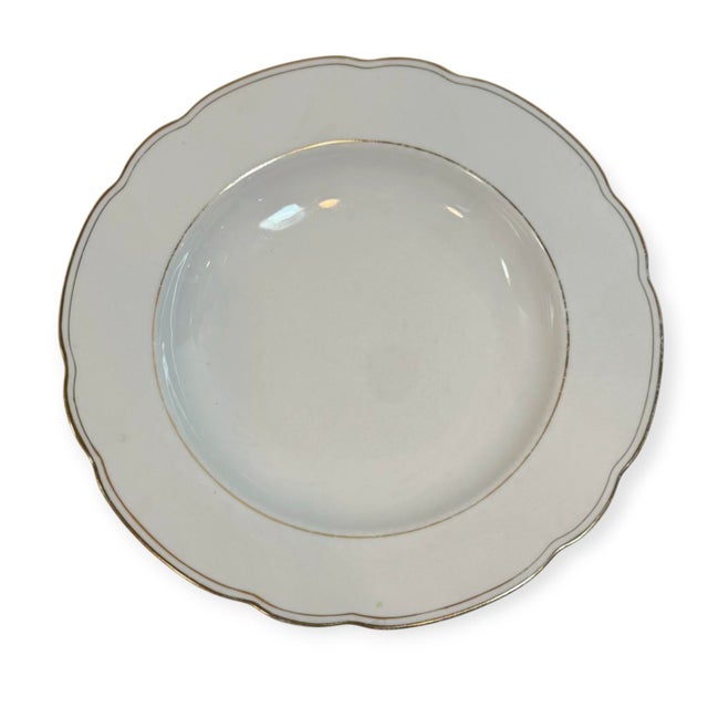 Late 20th Century French Country White Bavarian Porcelain Dinnerware Set, Scalloped Gold Trim, 40 Pieces For Sale - Image 18 of 18