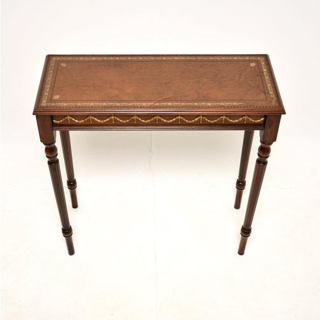1950s Vintage Georgian Style Leather Top Console Table, 1950 For Sale - Image 5 of 13