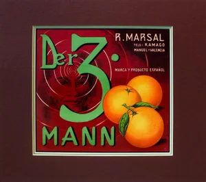 Circa 1935 Original Vintage Spanish Label, Der 3 Mann, R. Marsal (Matted)