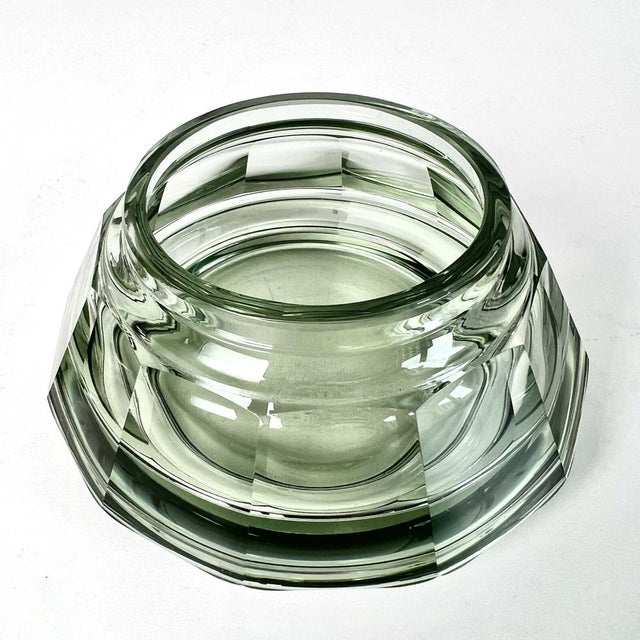 Green Crystal Vessel with 800 Silver Lid For Sale - Image 3 of 5