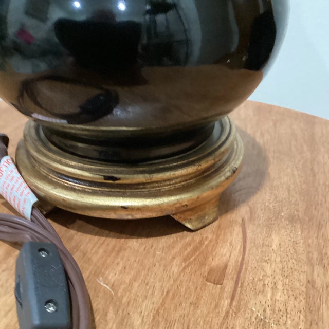 Port 68 Daniel Glossy Black Porcelain Table Lamp For Sale - Image 10 of 13