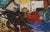 Abstract expressionist assemblage with found objects typical of an artist's studio floor by Bay Area artist Michael Pauker...