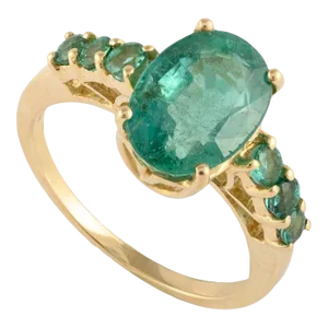 3.09 Carat Genuine Emerald Ring Handcrafted in 14k Solid Yellow Gold Size 7