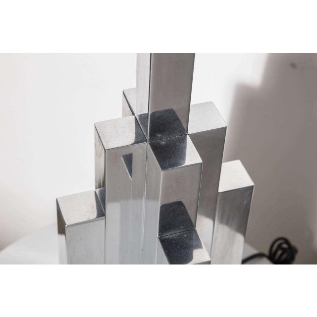 Metal 1960s Tall Habitat Int. Reflective Aluminum "Skyscraper" Tower Table Lamp For Sale - Image 7 of 9