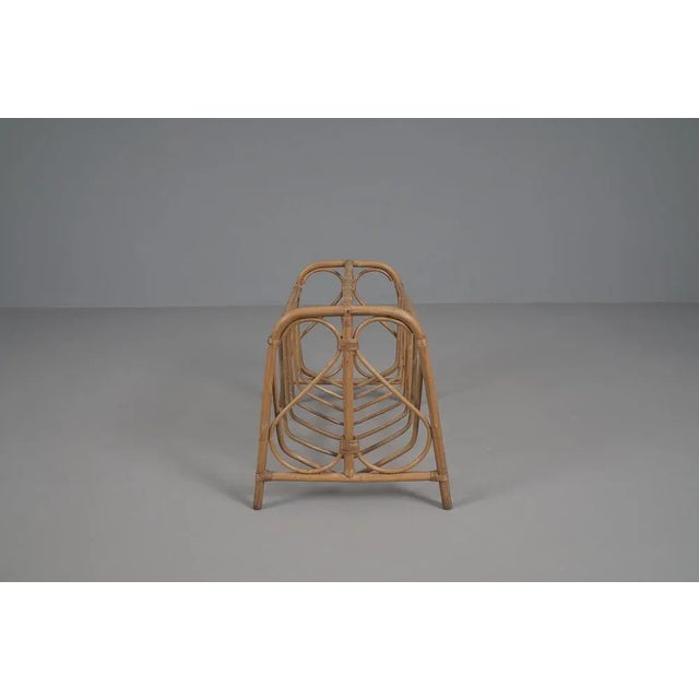 Mid-Century Modern Rattan Magazine Rack, Italy, 1960s For Sale - Image 5 of 6