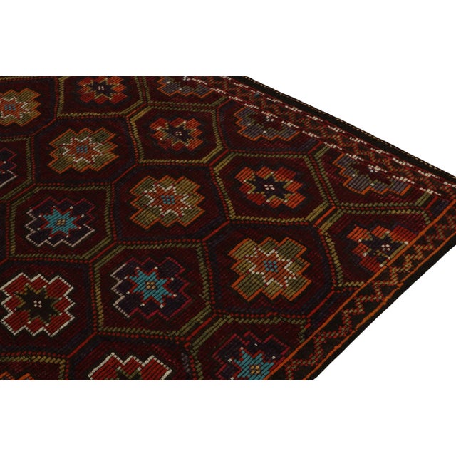 Vintage Cecim Tribal Kilim Rug in Red, Multicolor Geometric Pattern For Sale In New York - Image 6 of 7