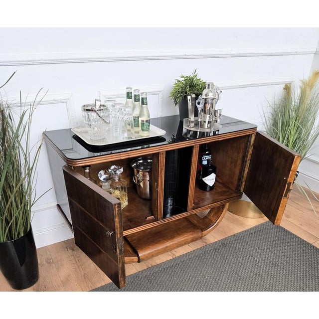 1940s Mid-Century Art Deco Italian Walnut Burl and Mirror Mosaic Dry Bar Cabinet from Paolo Buffa, 1940s For Sale - Image 5 of 11