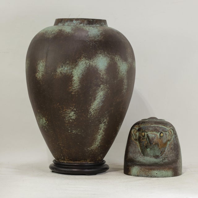 A Pair of Exquisite Vintage Hand-Forged Tin Canopy Jars Duamutf (Jackal) and Kebekhsenuf (Falcon) For Sale - Image 9 of 15