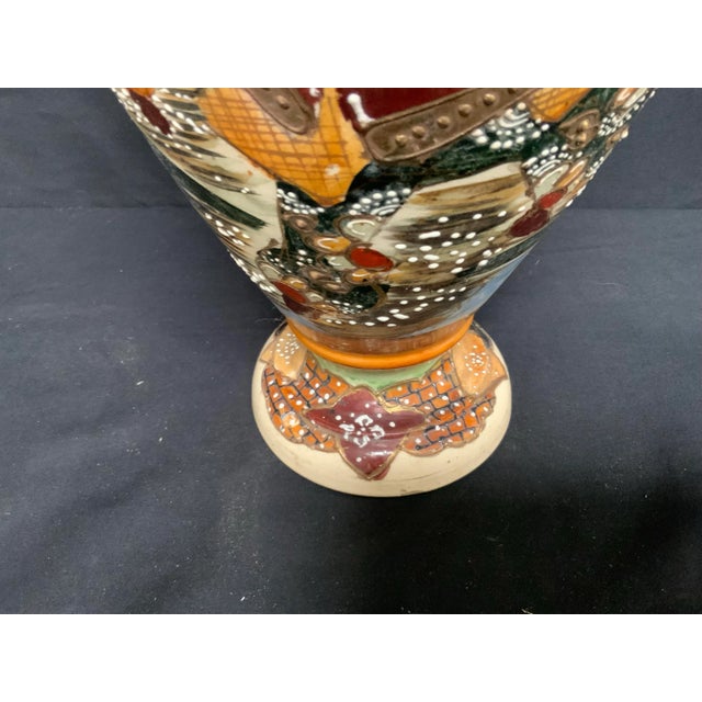 1910 Japanese Ceramic Satsuma Vase For Sale - Image 4 of 9