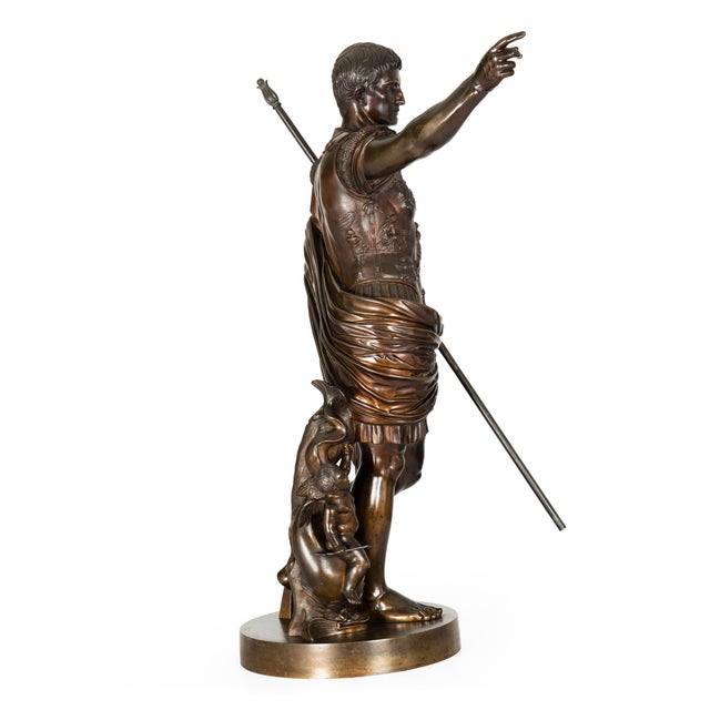 GRAND TOUR Italian, 19th century Augustus of Prima Porta Sand-cast patinated bronze Cold stamped "B. BOSCHETTI ROMA" on...