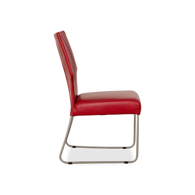 Red Red Leather Chairs from Bert Plantagie, Set of 4 For Sale - Image 8 of 12