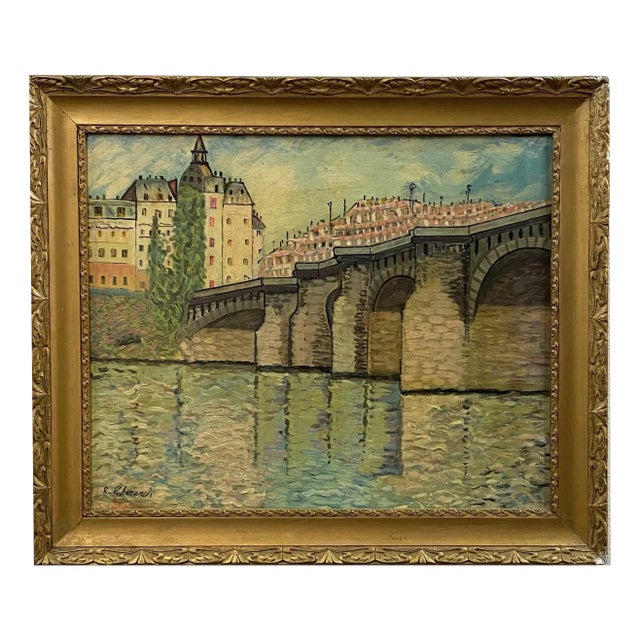 Roberto Gherardi, Un pont à Paris, 1974, Oil on Wood, Framed For Sale