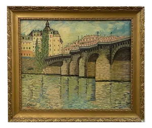 Roberto Gherardi, Un pont à Paris, 1974, Oil on Wood, Framed