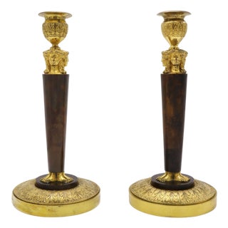 Late 18th Century Pair of Empire "Retour d' Egypt" Candlesticks For Sale