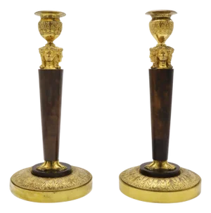 Late 18th Century Pair of Empire "Retour d' Egypt" Candlesticks