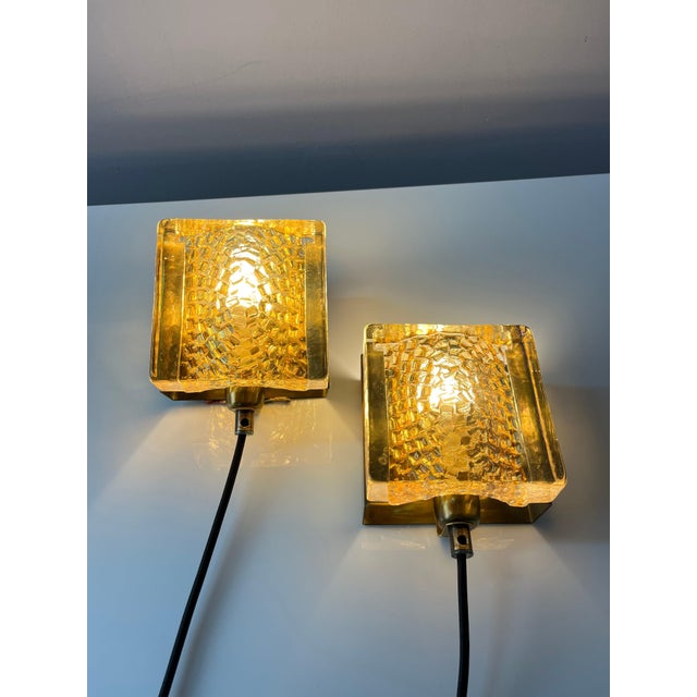 Wall Lamps in Gold Brass and Glass by Vitrika, Set of 2 For Sale - Image 11 of 11