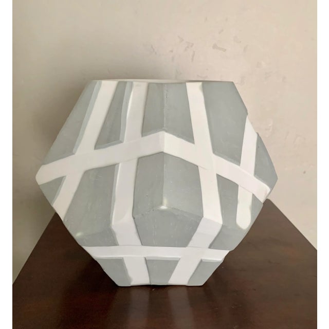 Contemporary Grey Abstract Contemporary Ceramic Vase For Sale - Image 3 of 6
