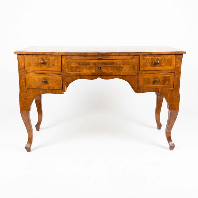 Wood Antique Baroque Walnut Veneered Center Desk, 1700s For Sale - Image 7 of 10