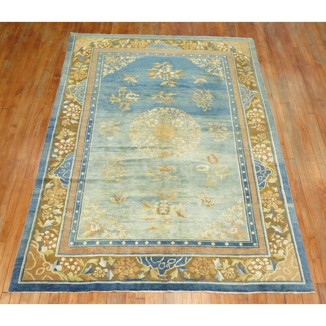 Pale Blue Antique Chinese Rug - 6'3" x 9' For Sale - Image 18 of 18