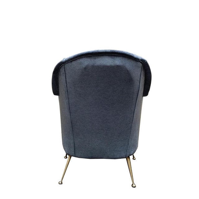 1950s Vintage Light Blue Velvet Chair by Isa Bergamo, 1950s For Sale - Image 5 of 6