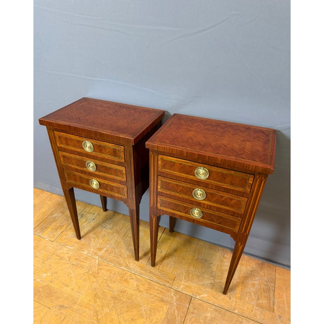 Louis XVI Style Bedside Tables, 1920s, Set of 2 For Sale - Image 3 of 9