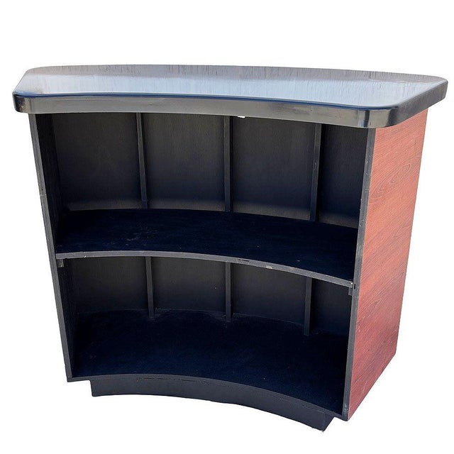 Bespoke Modernist Curved Walnut Dry Bar W/ Black Lacquer Top For Sale - Image 4 of 8