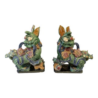 Mother Guardian Foo Dog Pair For Sale