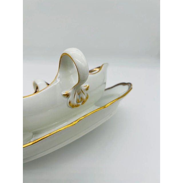 Mid 20th Century Meissen Porcelain Cobalt & Gold Rim Decorated Sauce Boat For Sale - Image 5 of 7