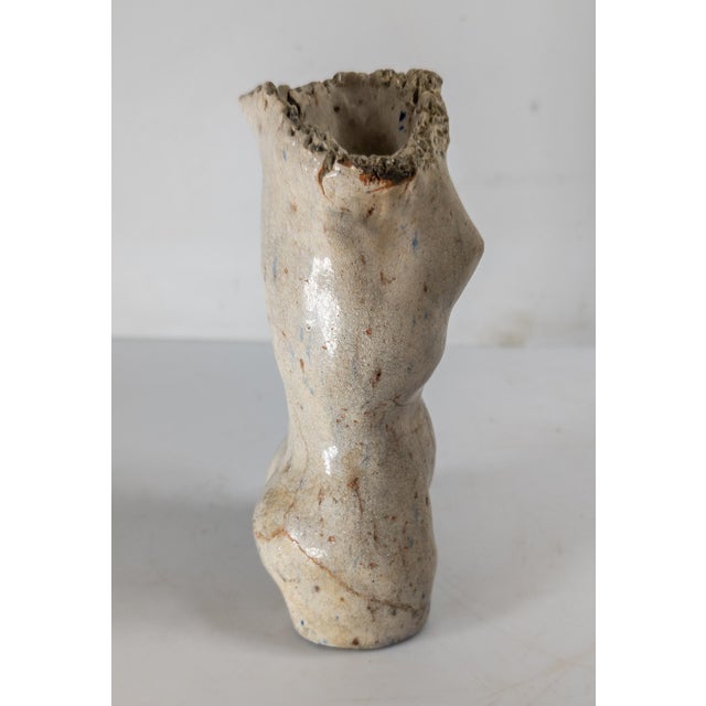1980s Mid-Century Modern Art Pottery Female Torso Figure Vase or Pen Holder For Sale - Image 5 of 9