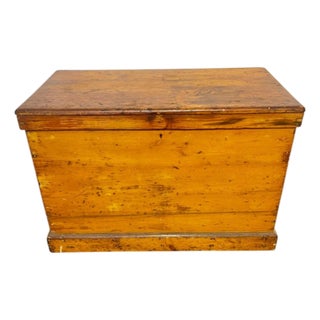 Antique Pine Ice Box "Eddy Refrigerator" Trunk or Blanket Box For Sale