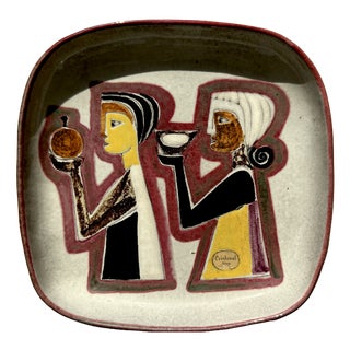 Modern Ceramic Art Wall Plate by Philippe Lambercy, Switzerland, 1960s For Sale