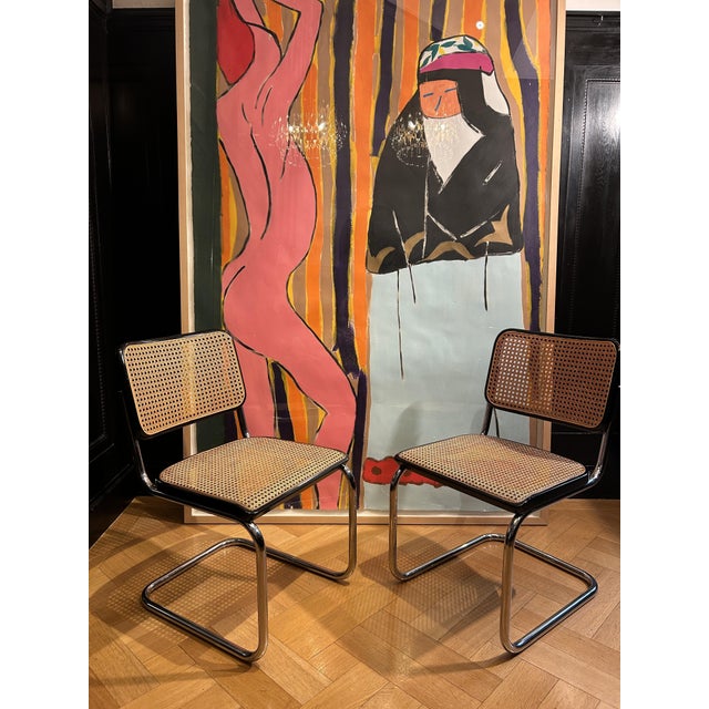 The backrest and seat are crafted from Viennese wickerwork. The chairs originate from the home of a collector of design...