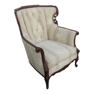 French Hand Carved Tall Large Living Bed Room Side Accent Chair 3893