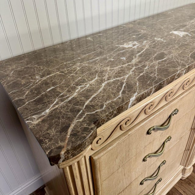 Bernhardt Vintage Bernhardt Neoclassical Revival Marble Top 8-Drawer Dresser For Sale - Image 4 of 14