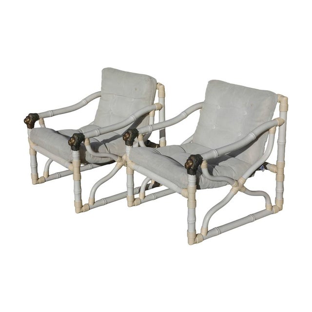 Vintage White Faux Bamboo Chairs by Kettal, 1980s, Set of 2, in Very Good conditions. Designed 1980 to 1989 This piece has...