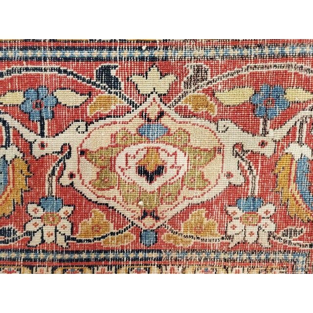 Antique Tabriz Carpet, Handmade Persian Rug in Floral Gold, Red and Beige For Sale - Image 10 of 18