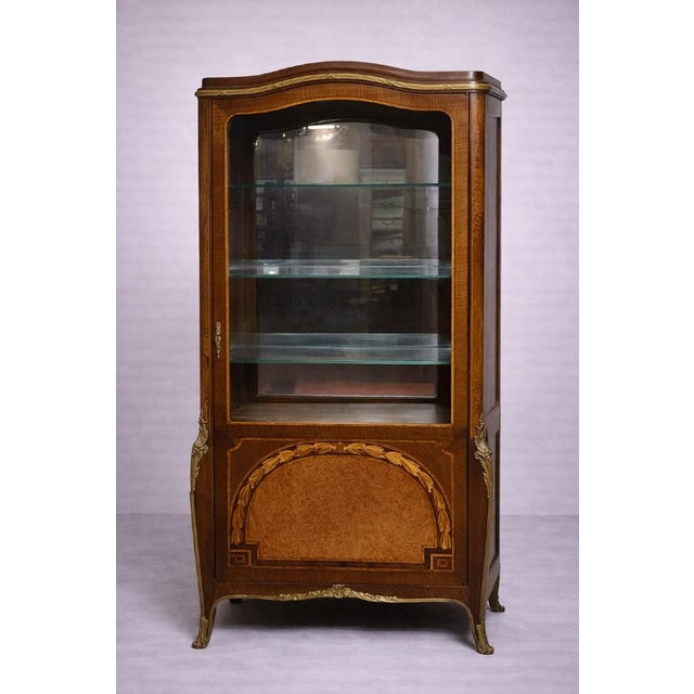 Louis XV Style Display Cabinet in Marquetry of Woods, 1890s For Sale - Image 6 of 6