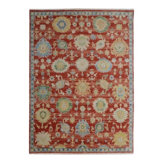 9x12 Timeless Comfortable Coral Traditional Floral Hand Knotted Wool Carpet Rug For Sale