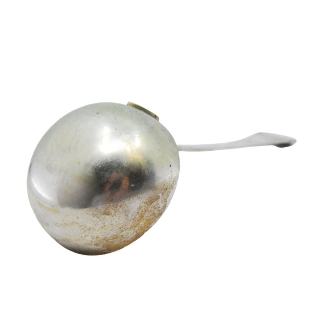 Metal Silver Soup Ladle with Crimped and Embossed Handle For Sale - Image 7 of 7
